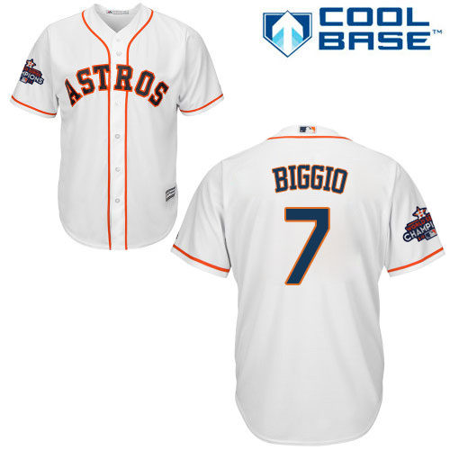 Astros #7 Craig Biggio White New Cool Base World Series Champions Stitched MLB Jersey